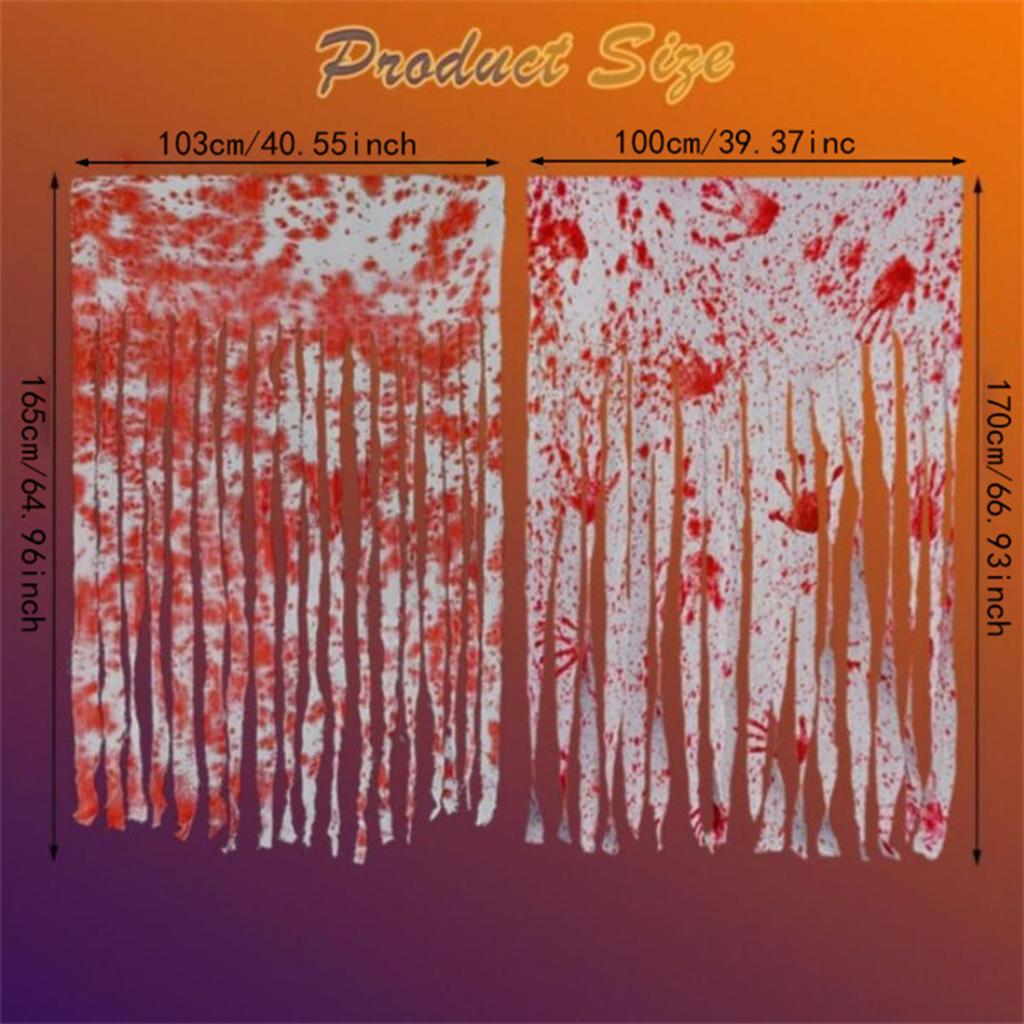 Halloween Decorative Door Curtain Blood Handprint Curtain Party Haunted House Door Pendant Horror Atmosphere Arrangement Bloodstained Cloth Strip Prop