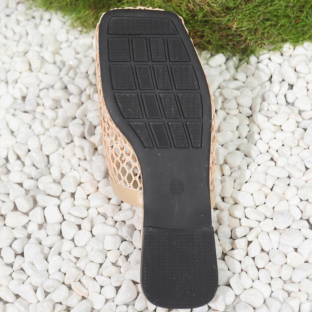 Fish Net Woven Hollow Roman Sandals for Women's Summer New Fisherman Flat Bottomed Round Toe Half Slippers