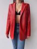 Stylish Designer Leather Party Real Lambskin Handmade Red Formal Women's Blazer