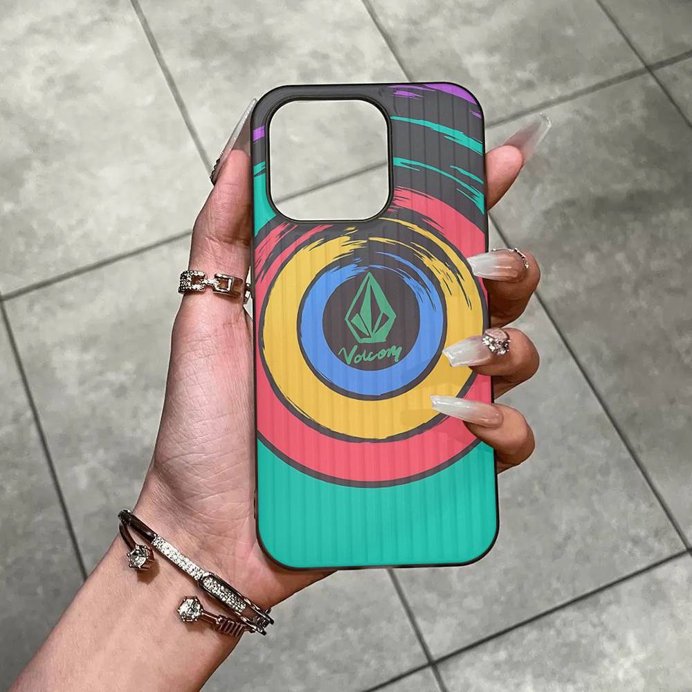 V-Volcom ЛОГОТИП Модный чехол для телефона Для IPhone 17 16 15 14 Plus 13 12 11 Pro Max Pro Волна Гофрированный чехол