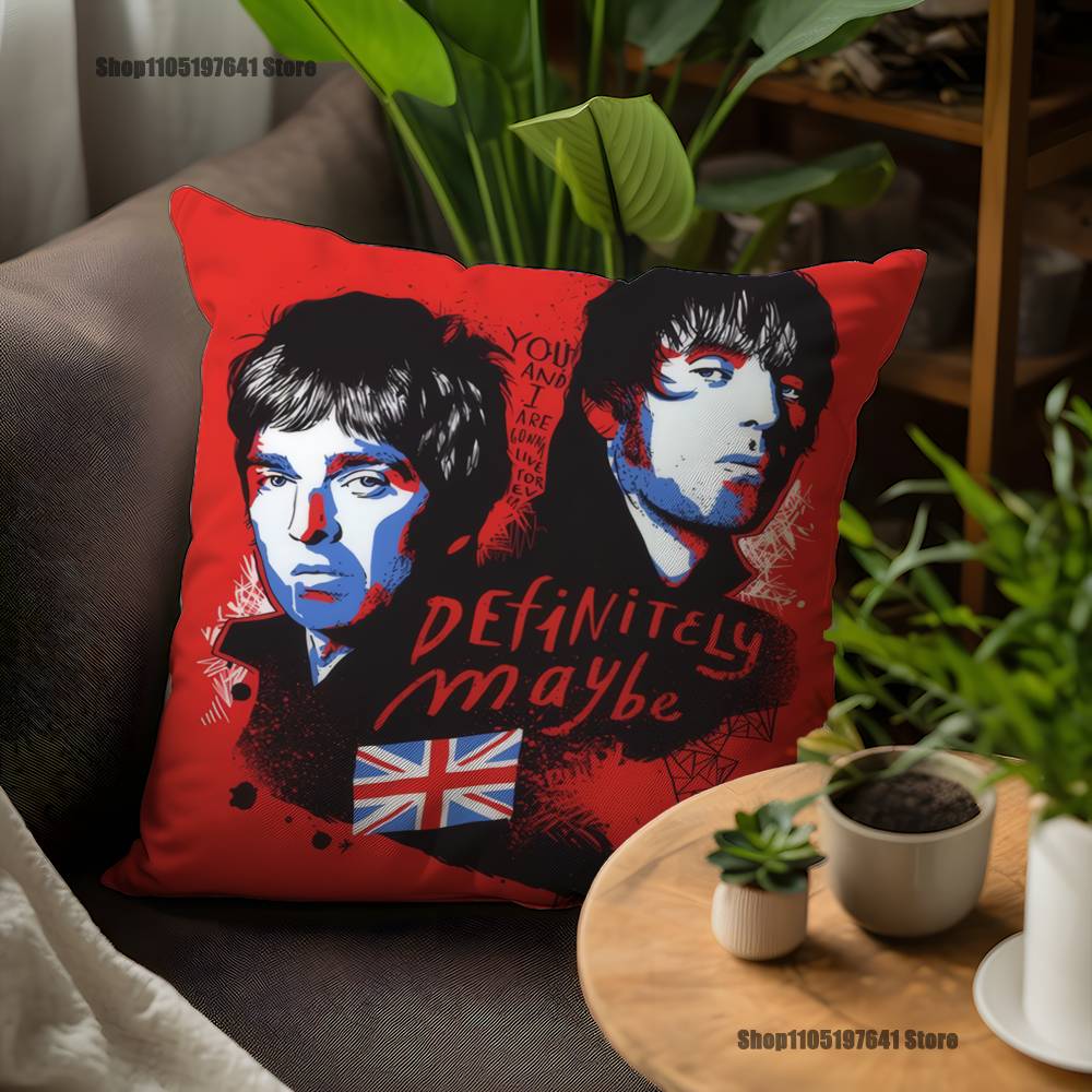 O-Oasis Band Pillow Case For Sofa Decor Car Office Room Printing Cushion Cover Decorations and Protector