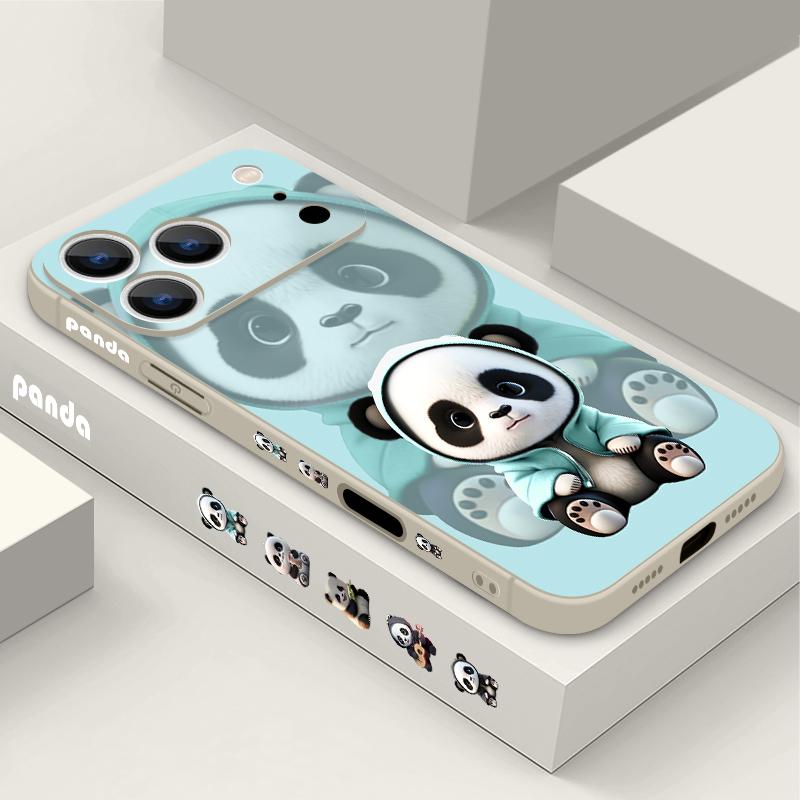Синий Пальто Узор Панда Чехол-шнурок Для iPhone 17 Pro Max Мягкий Силиконовый Чехол Для iPhone 16 Pro Max Funda iPhone 15 14 13 12 11 16E Air