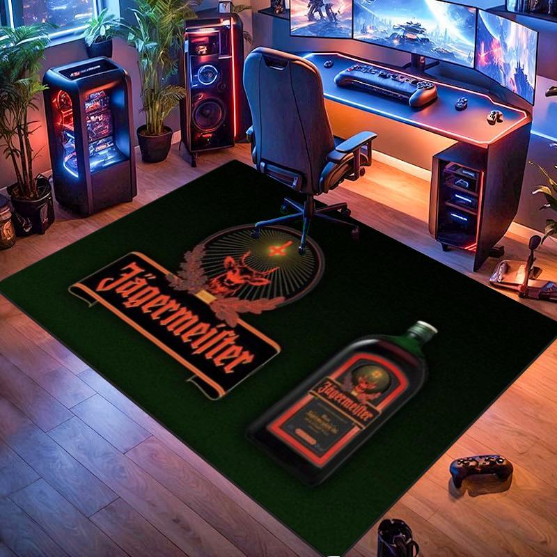 Логотип Jägermeister Олень Эмблема Бутылка Ликера Темно-зеленая Печатная Зона Ковер Барный Стиль Нескользящий Прямоугольный Коврик для Пола Мужская Комната Игровая Комната Декор Дома Ковер