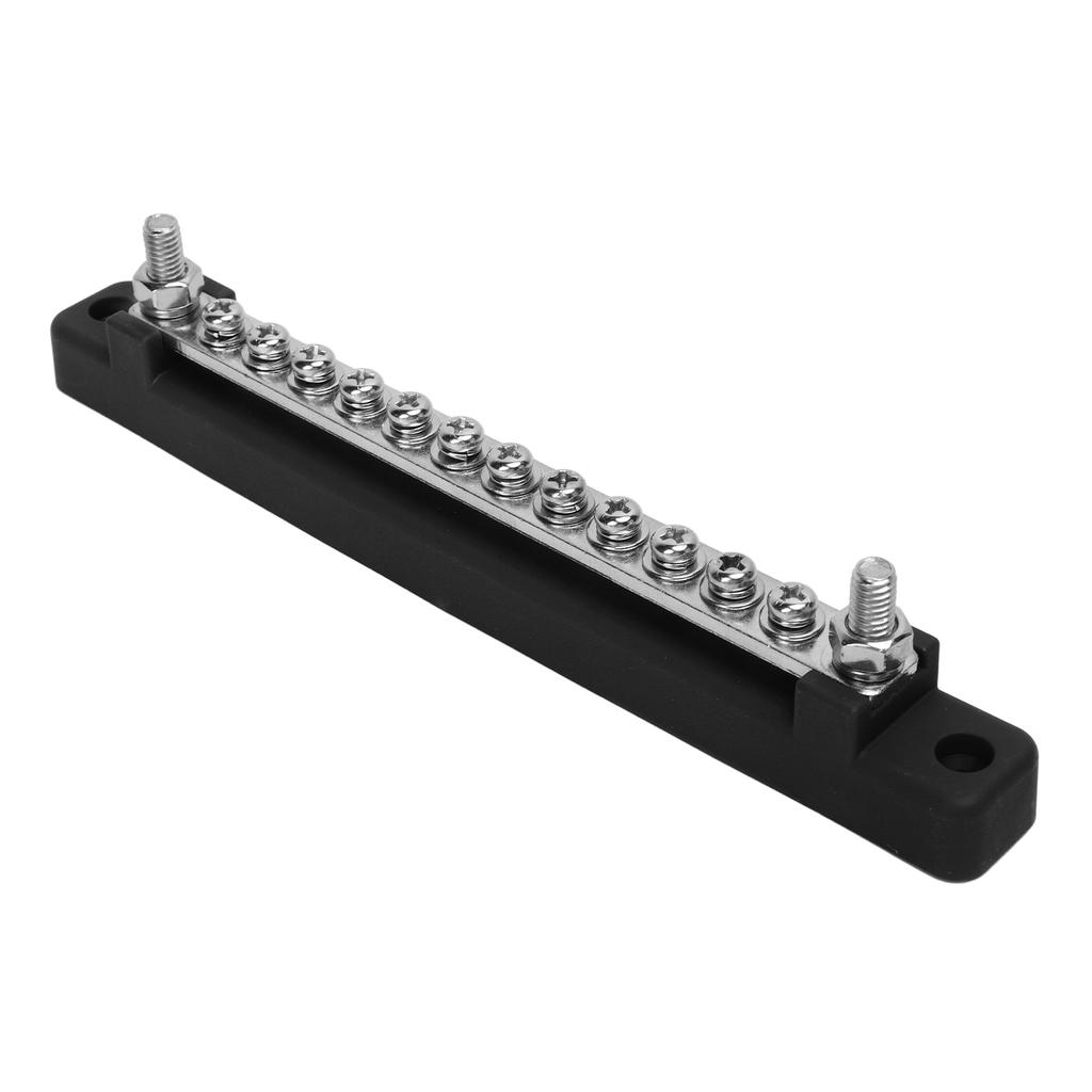 48V 150A 12 Terminal Bus Bar Power Distribution Block with Cover M6 Studs M4 Screws for Car RV Marine Boat Black