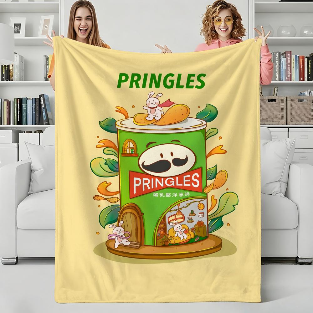 Snack P-Pringles Throw Flannel Blanket Perfect for Sofa Office Bed Travel Sleep Read Relax Camping four season use