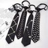 Korean Style Pearls Tie Black Decoration Shirt Tie Elegant Hand-beaded Long Necktie  Students