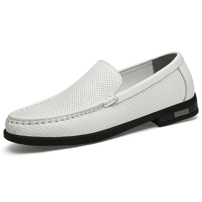 Дышащая мужская повседневная обувь из натуральной кожи, мужские лоферы, туфли без застежек, мокасины для вождения, люксовые брендовые мужские туфли-лодочки с вырезом