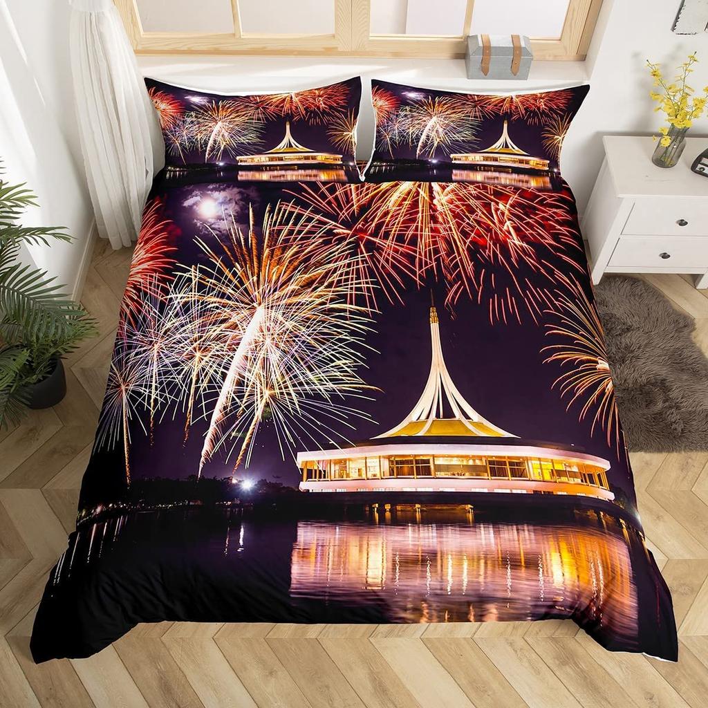 Пододеяльник с изображением фейерверка, комплект постельного белья Fantasy Castle, комплект постельного белья Prague Cityscape, комплект постельного белья из микрофибры с изображением магических психоделических цветов