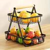 2-Tier Countertop Fruit Basket Portable Fruit Bowl Basket Kitchen Dormitory Snacks Storage Bread Fruit Vegetable Snack Basket