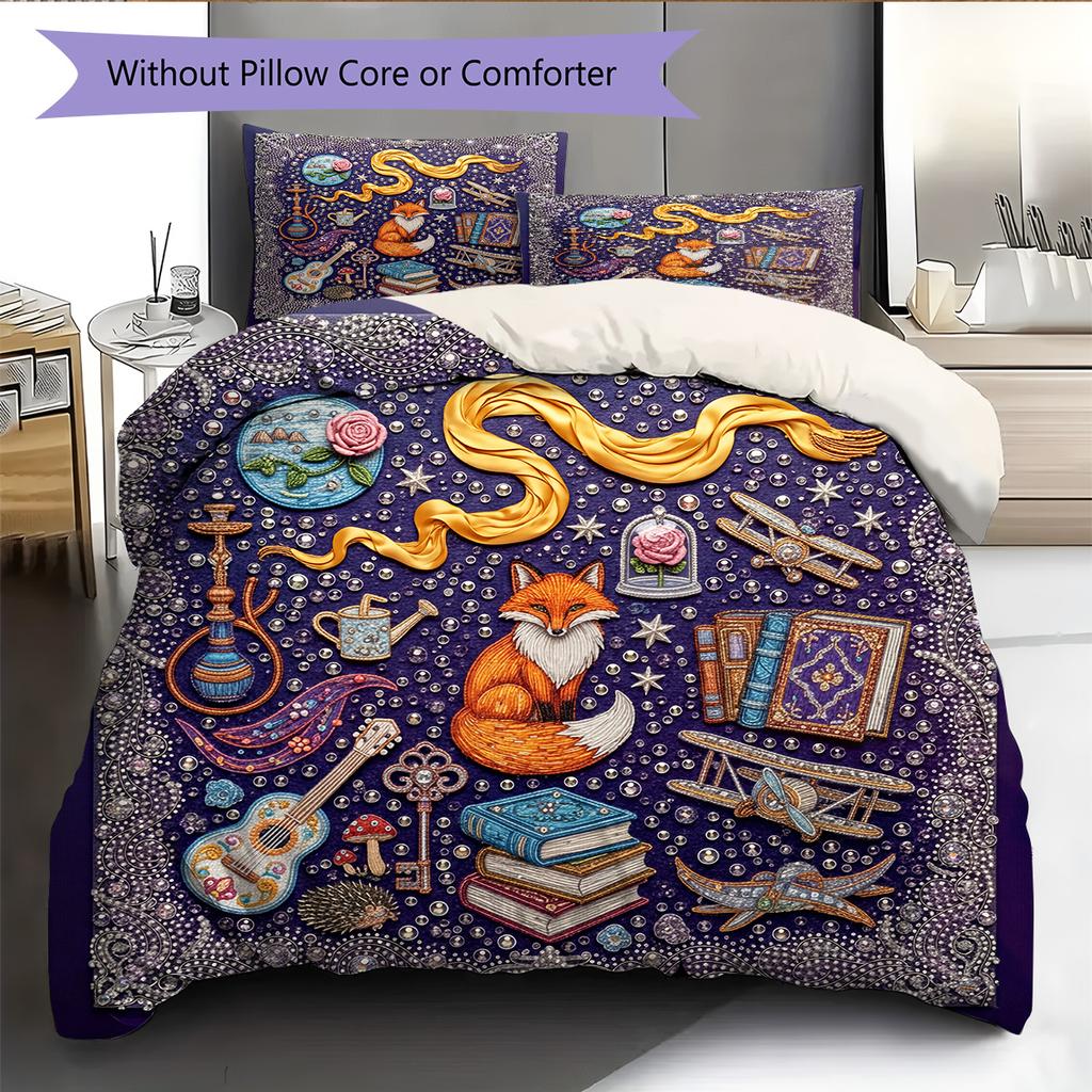 Diamond Embroidery Style Pattern Bedding Quilt Set Home Decoration Gift (1 * duvet cover + 2 * pillowcase without core)