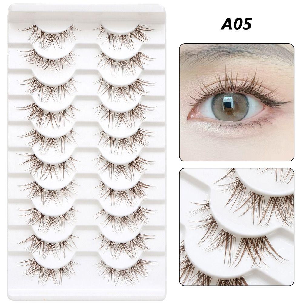 10 пар натуральных коричневых накладных ресниц 3D драматические аниме ресницы модные манга ресницы для женщин