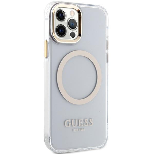 Guess Guhmp12Mhtrmd Iphone 12/12 Pro 6.1 Złoty/Gold Hardcase Metalowa Ramka Magsafe