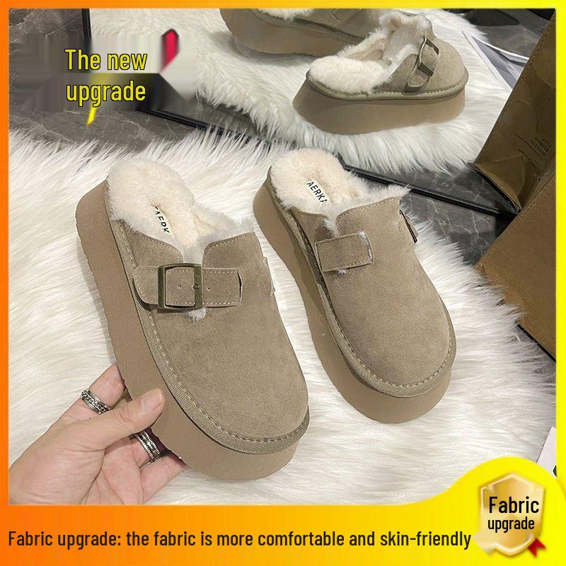 2025 Women's Velvet Warm Birkenstock Clogs - Toe Cap, Thick Sole, Black/Brown