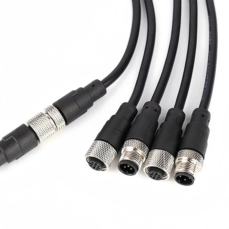 2 метра разъем датчика M12 водонепроницаемый кабельный разъем Male&Female 4 5 8 12Pin ПВХ Интегрированные литьевые разъемы M12