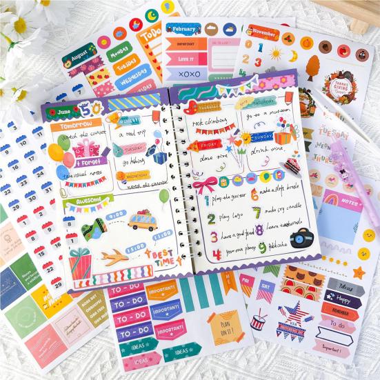 1 Set Annual Planner Stickers Set Seasonal Program Stickers Aesthetic Inspirational Holiday Wellness Stickers Calendar Journaling Accessories
