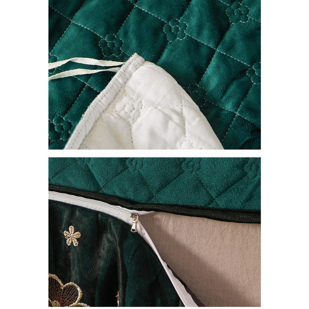 Стеганый бархатный комплект постельного белья Queen King Size, двуспальная кровать, пододеяльник, кружевная юбка на молнии, европейские однотонные 2 наволочки