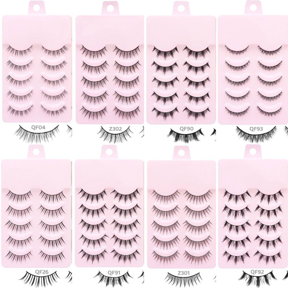 Anime Cosplay Faux Mink Lashes 5 Pairs Segmented False Eyelashes Nude Makeup Party Supplies