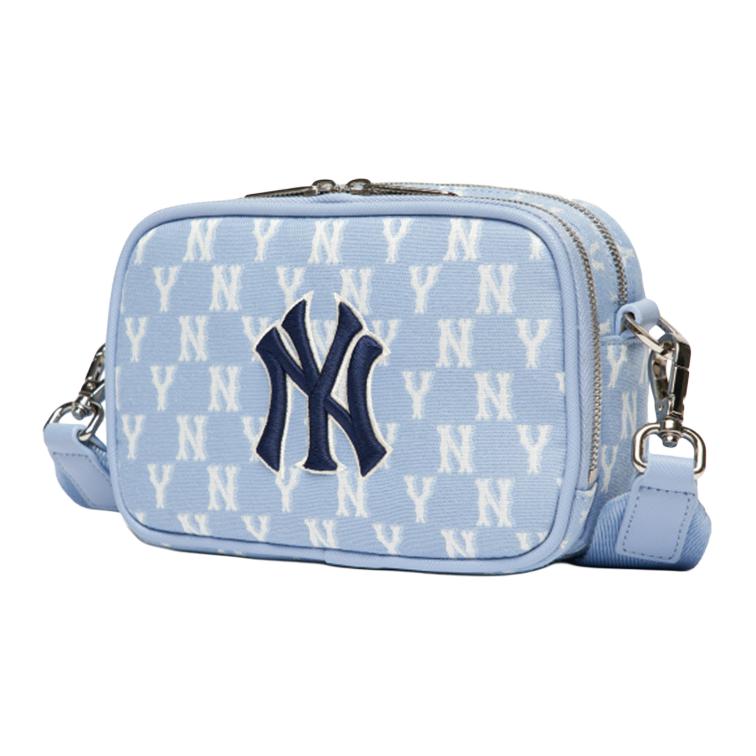 New MLB Monogram Collection Polyester Combo Bag Camera Bag Crossbody Bag Shoulder Bag Unisex Haze Blue White 3ACRS022N-50BLL