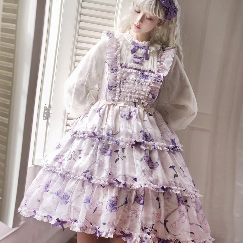 Платье Firefly Flower OP Light Lolita Daily Lolita Vintage Dress - комплект из двух предметов для девочек Soft Girl Fake