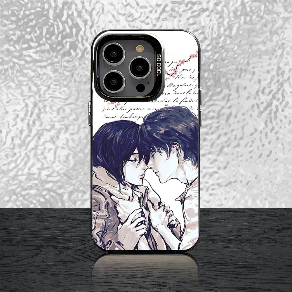 История Чехла для телефона A-Attack on T-Titan Для iPhone 16,15,14,13,12,11,Pro,Max,Plus,Mini,SE Серый Черный Матовый Лазерная Задняя Крышка