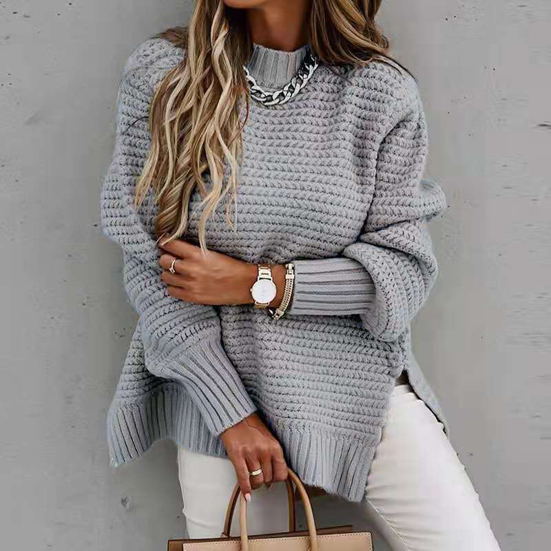 Autumn Winter Loose Long Sleeve Pullover Knitted Women Sweater Loose Casual Half Turtleneck Office Tops Female Solid Fashion Elegant Knitwear Clothing