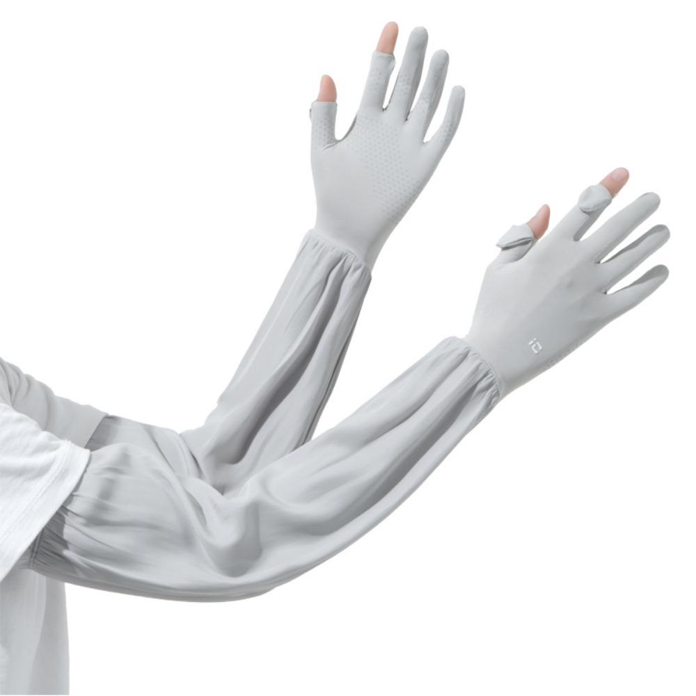 Flip-finger Ice Silk Sleeves Gloves Anti-UV Cycling Gloves Breathable Sunscreen Sleeve Outdoor