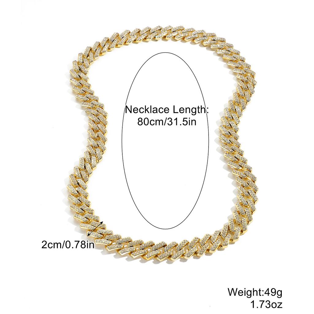 Ожерелье для женщин и мужчин Ожерелья Хип-хоп Аксессуары для хип-хопа Панк Бриллиантовое Ожерелье Мужское Акриловое Полное Бриллиантовое Кубинское Цепь Элегантное Ожерелье