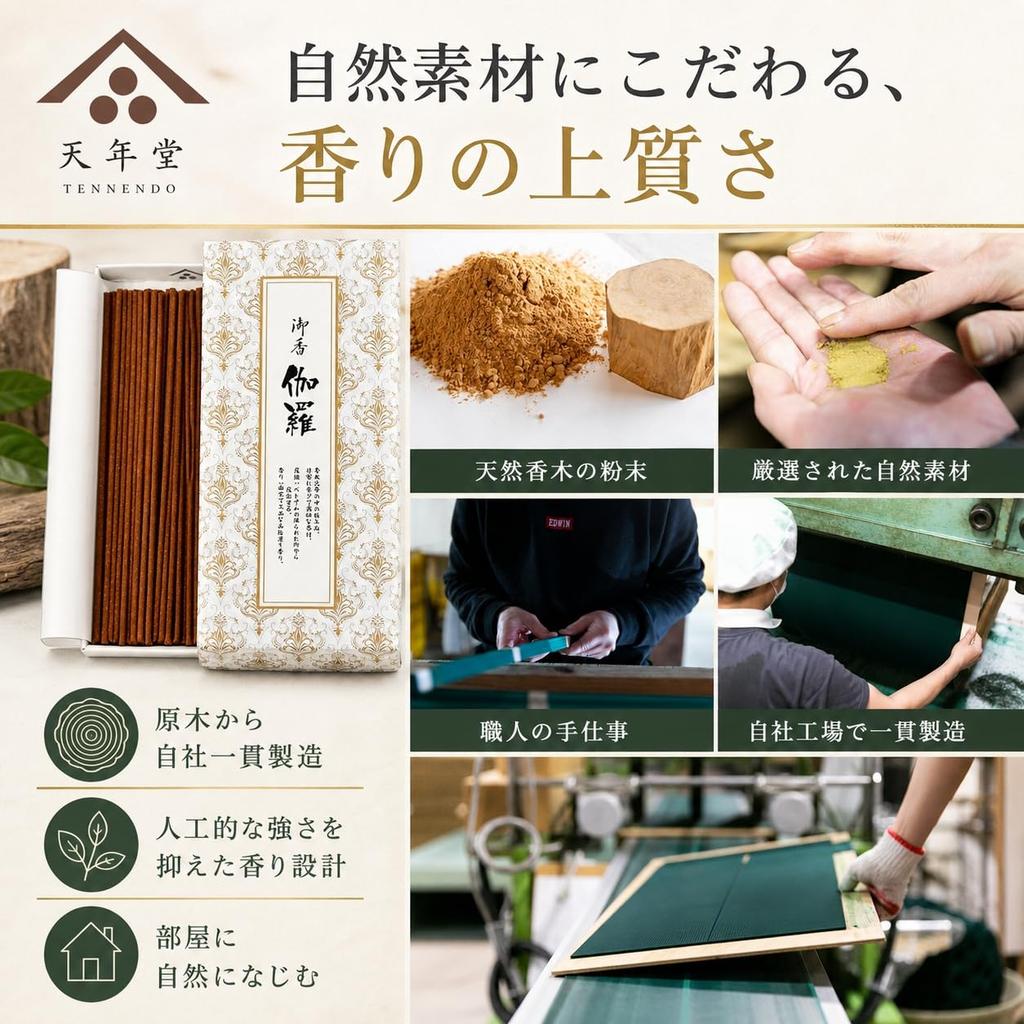 Tennendo Premium Incense Sticks Highest Rare Aromatic Wood Gift 30g [Kyara Incense] - Quality, - Set,