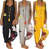 Bne Yard Women Sleeveless Bib Overall Backless Floral Print Loose Jumpsuit Dungarees