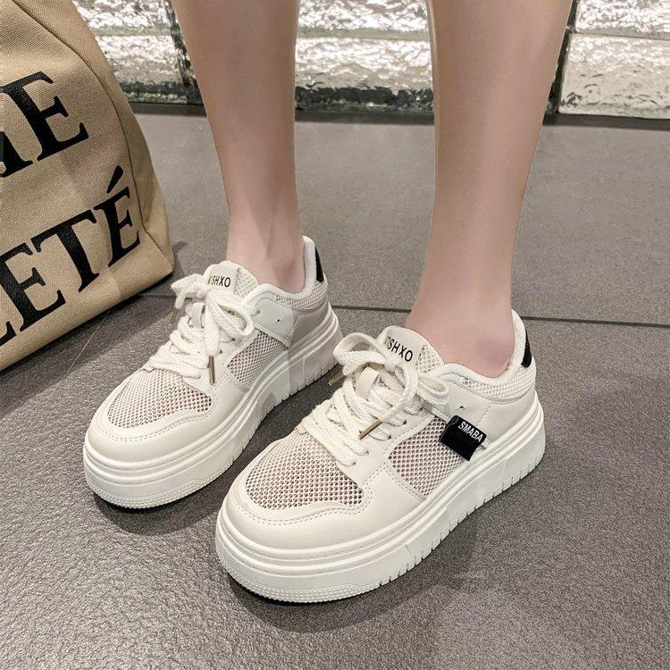Women's Thick-Soled Korean-Style White Shoes New Spring and Autumn Shoes Ins Versatile Student Popular Sports Board Shoes