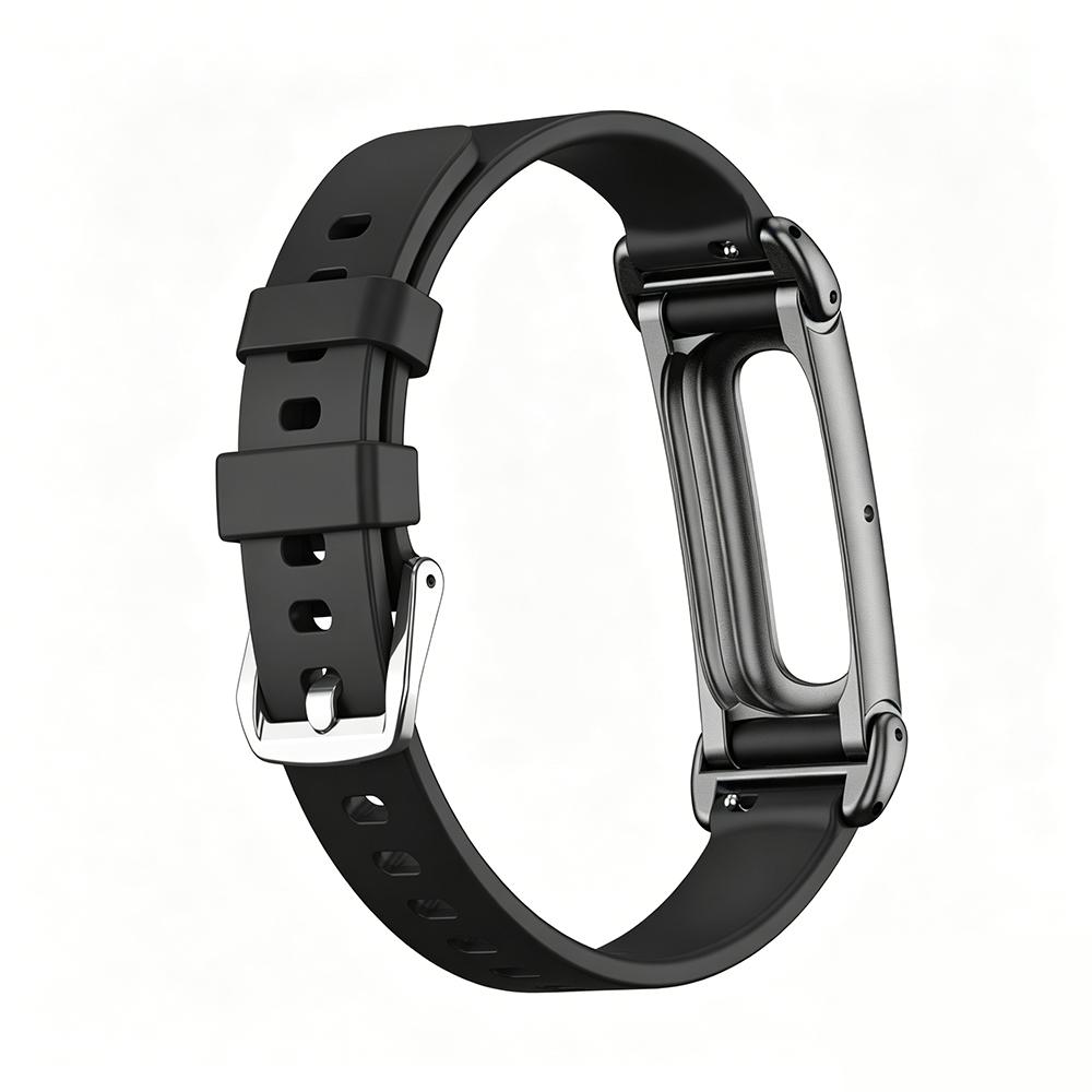 Advanced Metal Frame Protective Case With Soft Silicone Strap For Google Fitbit Air Adjustable Replacement Sport Wrist Band