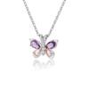 Pink Zircon Butterfly Necklace Female Versatile High Sense Light Luxury Temperament Titanium Steel Amethyst Collarbone Chain