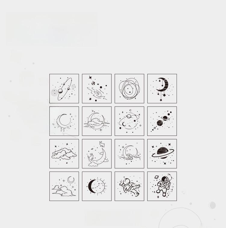 Mr. Paper Moon & Sixpence Wooden Stamp Set - 16 DIY Stationery Pieces