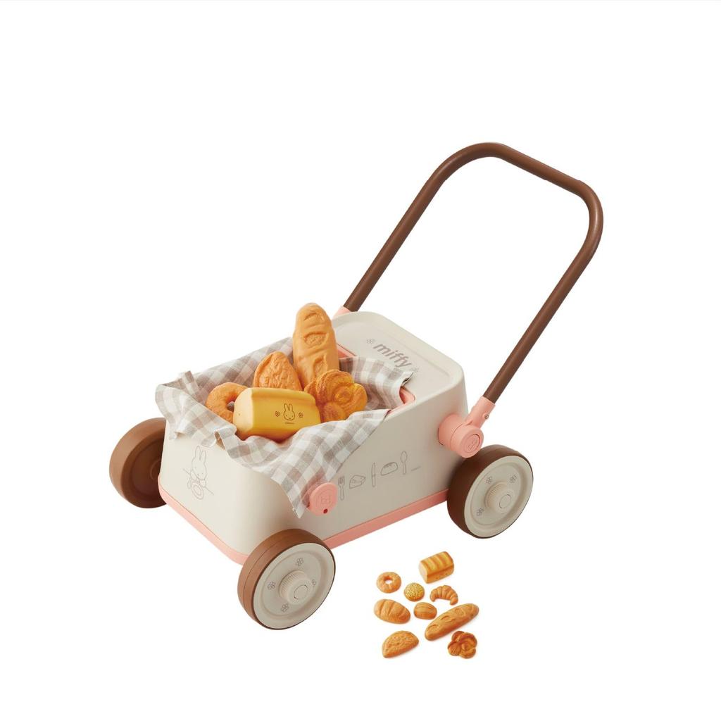 [Official EC Exclusive] Ides Miffy Freshly Baked Bakery Bakery Wagon | 10 Loaves of Bread | Pretend Play Cart, Indoor Use, Ages 2-6, Gift