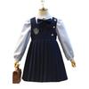 Spring Girls' Fashionable Suit, College Style Pleated Dress