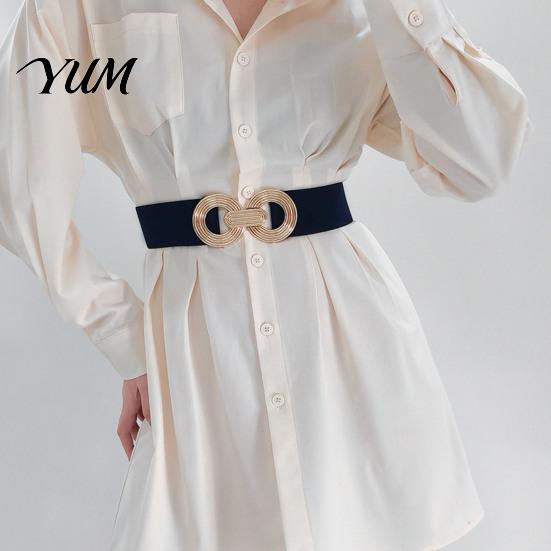 Women Waist Accessories for Date Parties 75cm Women's Elastic Belt, Wide Stretch Fashionable Belt with Stretchy Cinchers Geometric Metal Buckle, Dress