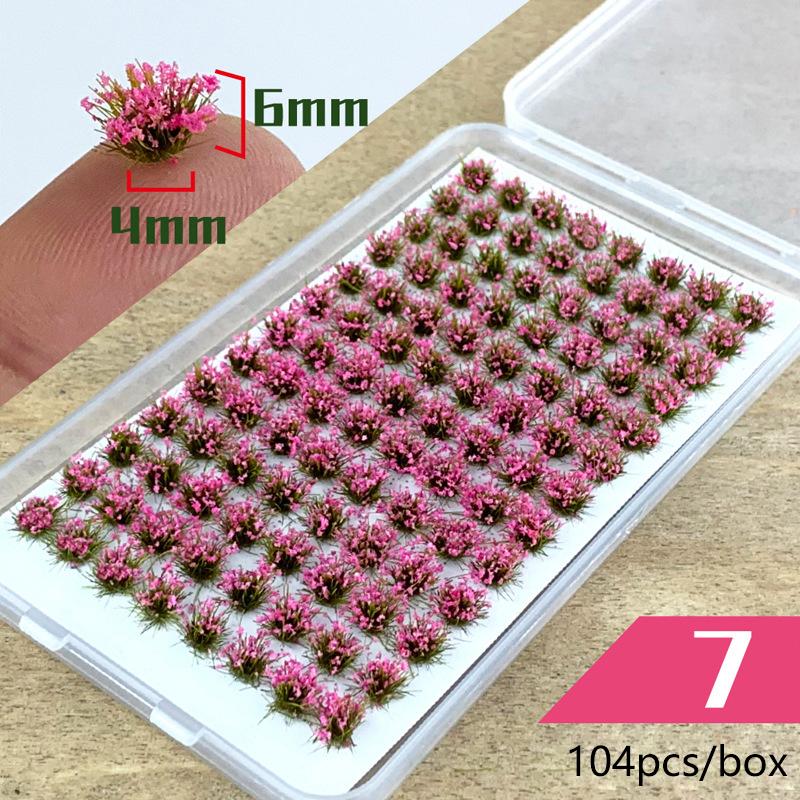 104pcs/box Static Grass Tuft Model Grass Tufts Terrain Model Kit Static Scenery Model Miniature Shrubs Bushes