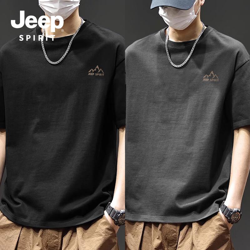 Мужская футболка JEEP SPIRIT из чистого хлопка, тяжелая, свободного кроя, с коротким рукавом