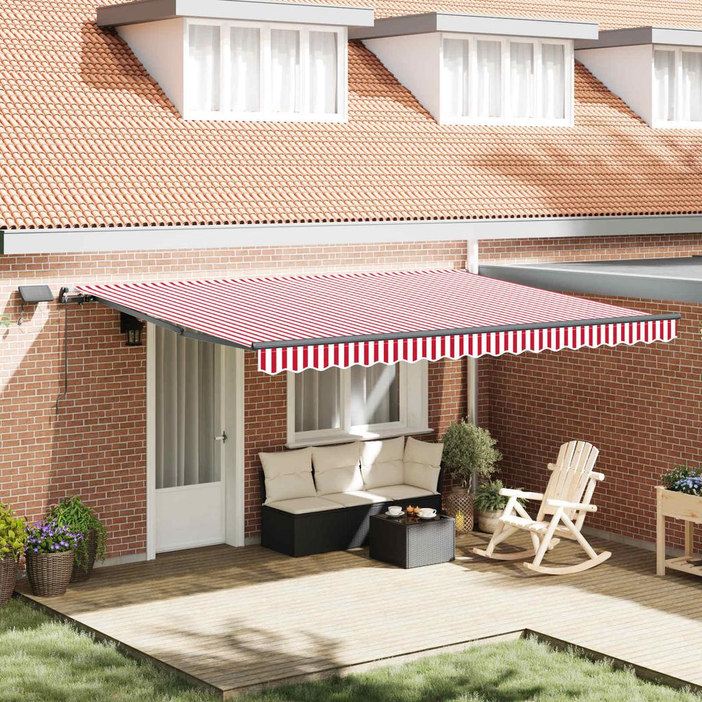 Retractable Awning Red and White 450 x 300 cm