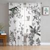 Plants Flowers Watercolor Birds Sheer Curtains for Living Room Decoration Window Curtains Kitchen Tulle Voile Organza Curtains