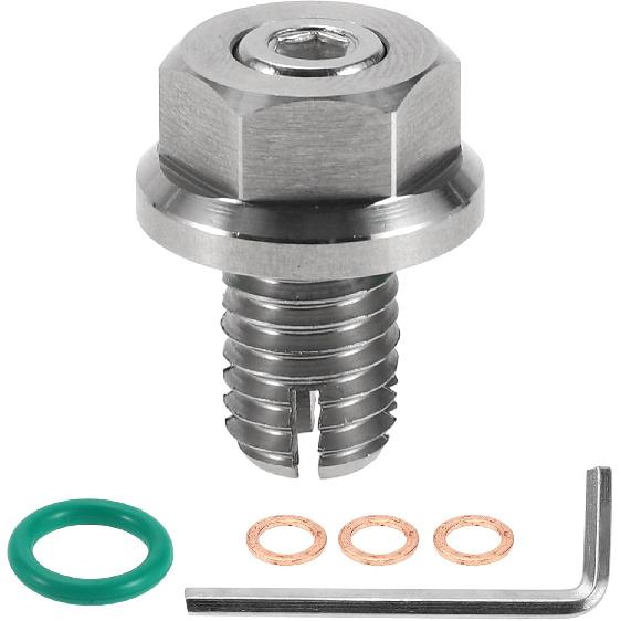 for Car Motorcycle Boat Oil Drain Plug Anti Leakage Engine Oil Pan Drain Bolt Screw Thread Repair Silver Tone with 3 Gasket Copper M12.1-1.75mm