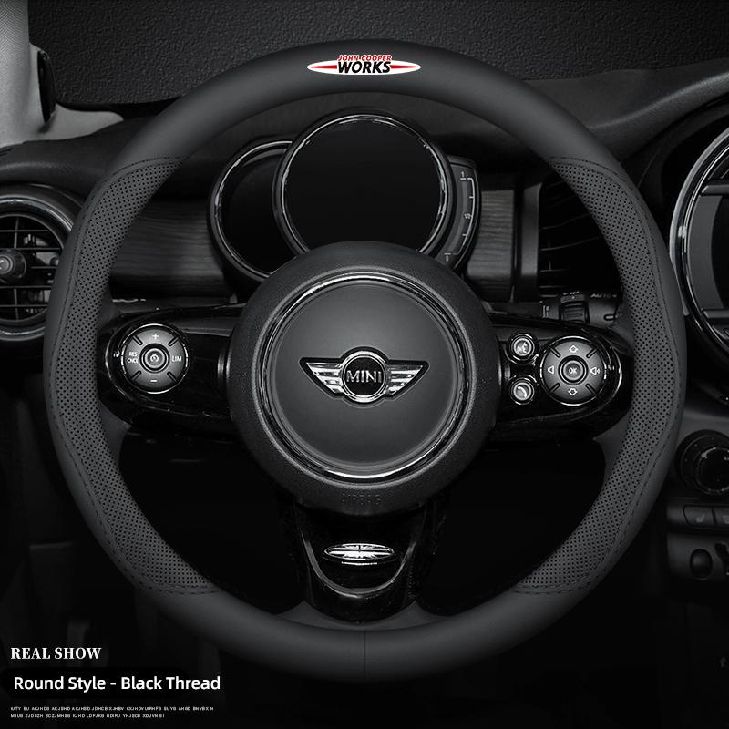 Car Steering Wheel Cover Breathable Leathe Non-Slip Protector For MINI JCW Cabrio Cooper Countryman Aceman Clubman Coupe F57