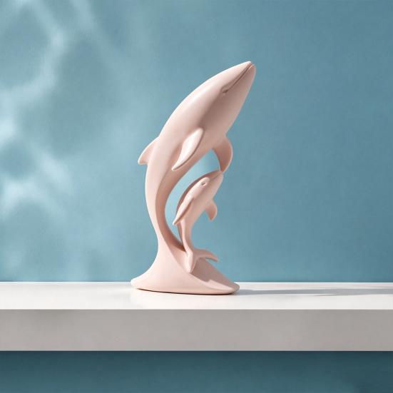 Whale Art for Nursery Decor 3D Printed Ornaments, Mother And Child Figurines, Modern Minimalist Double Sculpture Home Office Matte Solid Color