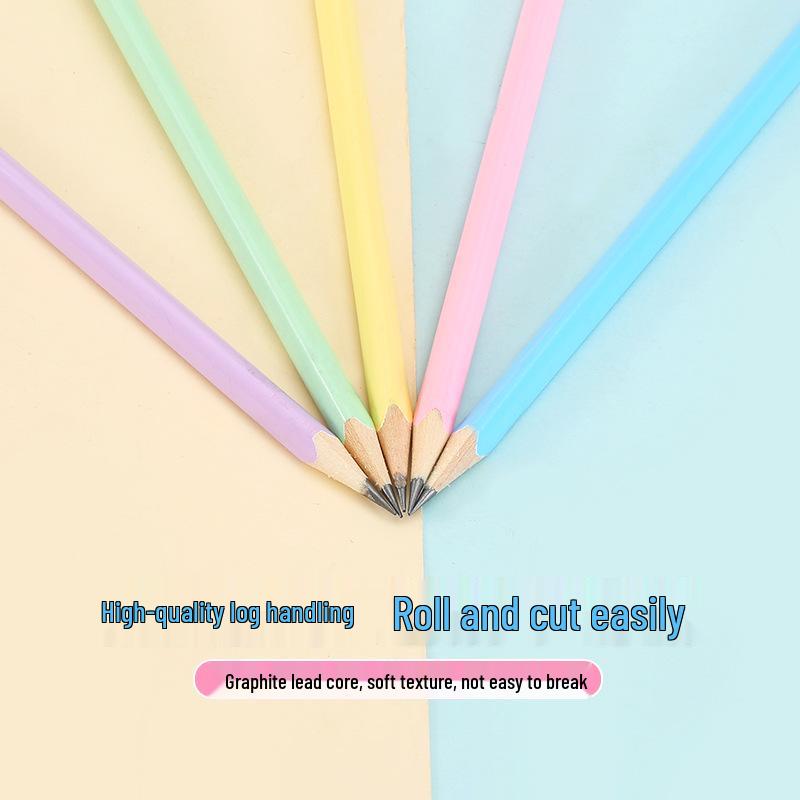 Triangular Macaron HB Pencils: Glossy Basswood with Eraser, Laser-Engraved Colored Lead