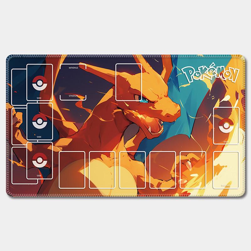 Pokemon Ptcg Card Mat Pikachu Charizard Bulbasaur Squirtle XCm Single Player Battle Anime Characters Card Pad