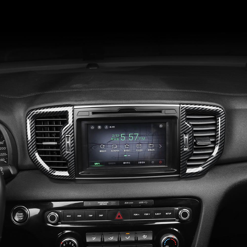 2Pcs LHD ABS Dashboard Middle Air Conditioner Outlet Molding Decor Parts for Kia Sportage 2015- Car Decoration