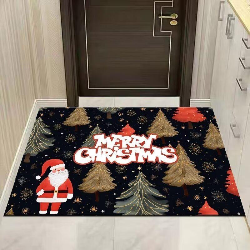 Merry Christmas Pattern Mat Outdoor Non-slip Easy To Clean Cat Rug Resistant Doormat Washroom Entrance Decor Washable Carpet
