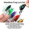 Frog Lure Set with Double Flashing Blades and Reinforced Hooks for Bass Fishing in Freshwater and Saltwater