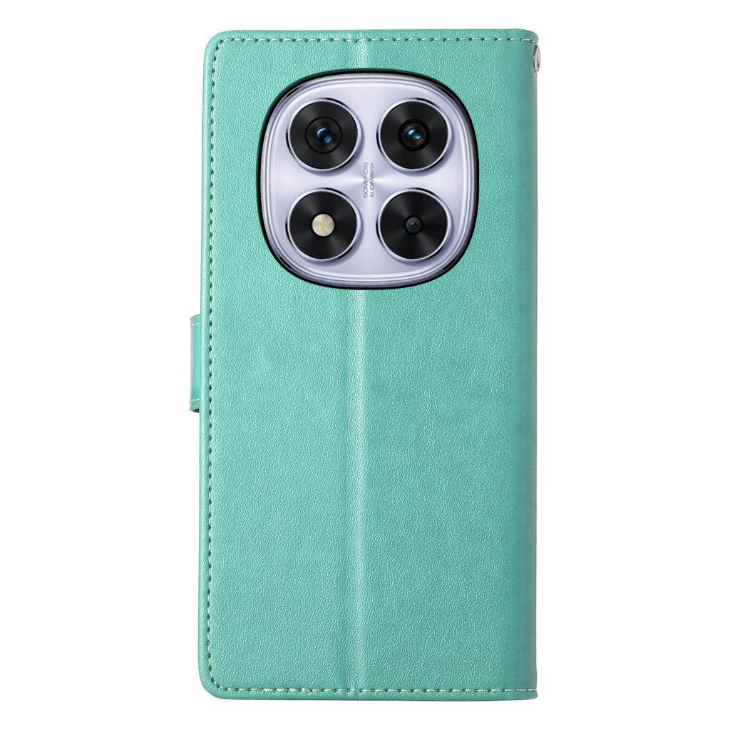 For Xiaomi Redmi Note 14 Pro 4G Wallet Case Butterfly Floral Imprint PU Leather Phone Cover with Wrist Strap