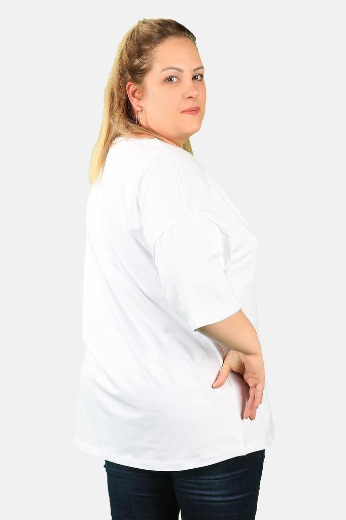 Женская стильная футболка большого размера, вискозная футболка больших размеров с v-образным вырезом, белая